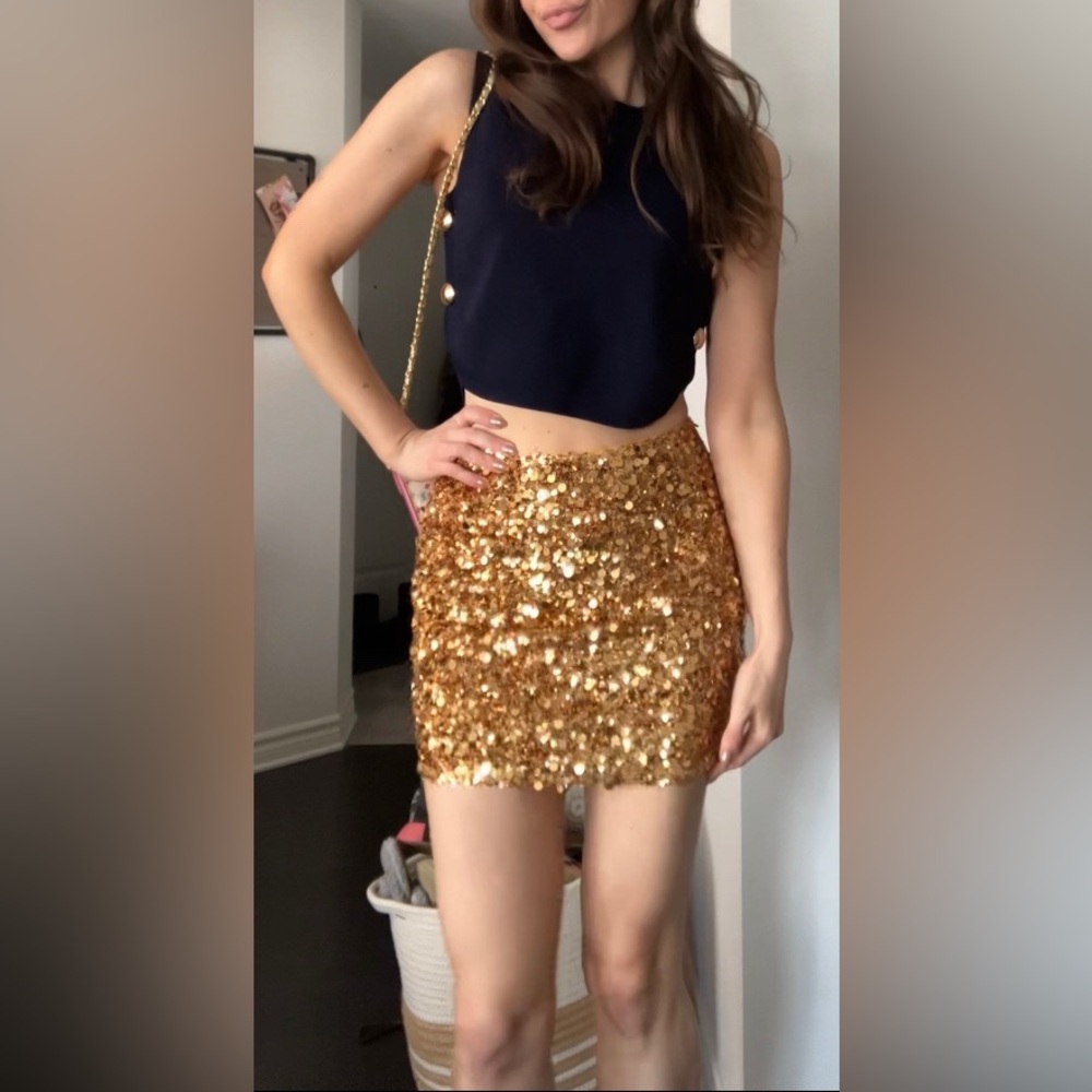 NWT gold mini skirt